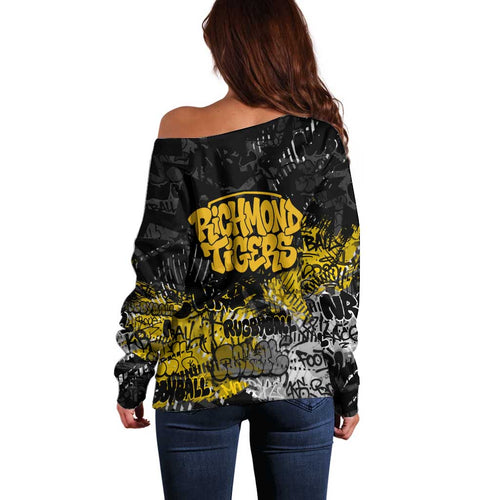 Richmond Tigers Off Shoulder Sweater Urban Graffiti Street Art - Bold Abstract Spray Paint