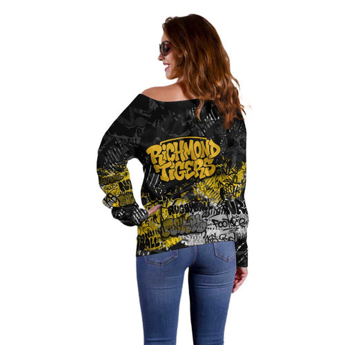 Richmond Tigers Off Shoulder Sweater Urban Graffiti Street Art - Bold Abstract Spray Paint