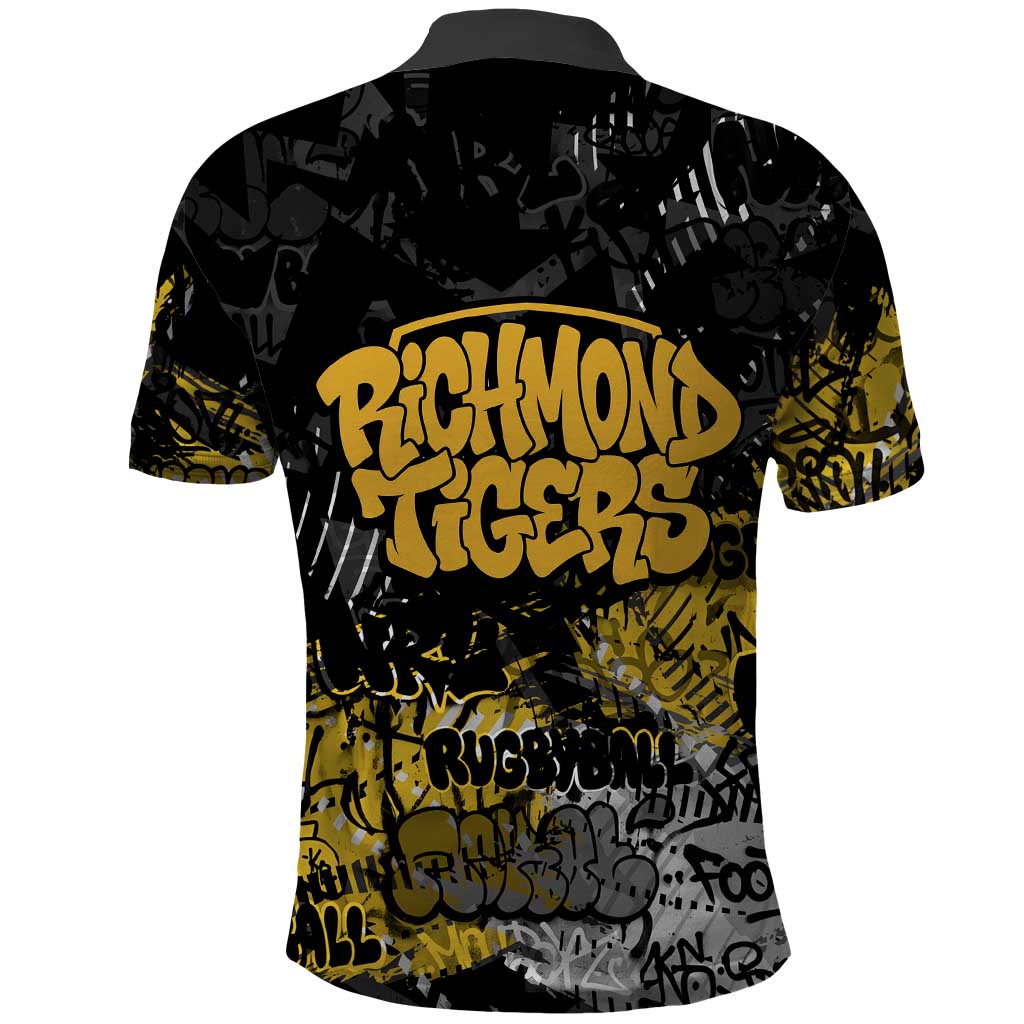 Richmond Tigers Polo Shirt Urban Graffiti Street Art - Bold Abstract Spray Paint