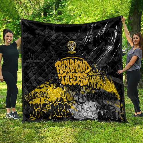 Richmond Tigers Quilt Urban Graffiti Street Art - Bold Abstract Spray Paint
