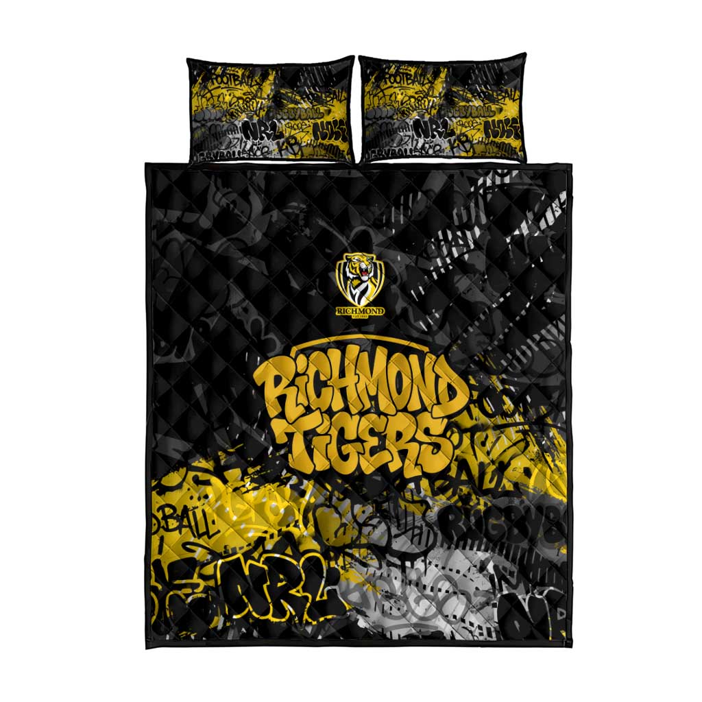 Richmond Tigers Quilt Bed Set Urban Graffiti Street Art - Bold Abstract Spray Paint