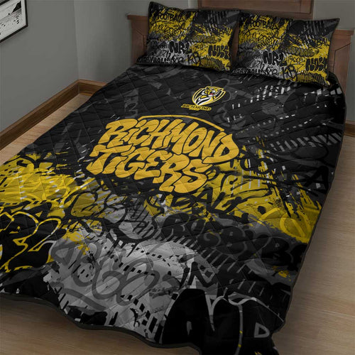 Richmond Tigers Quilt Bed Set Urban Graffiti Street Art - Bold Abstract Spray Paint