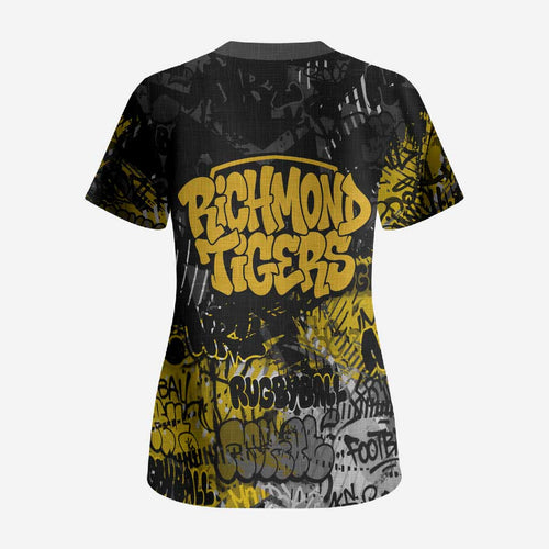 Richmond Tigers Scrub Top Urban Graffiti Street Art - Bold Abstract Spray Paint