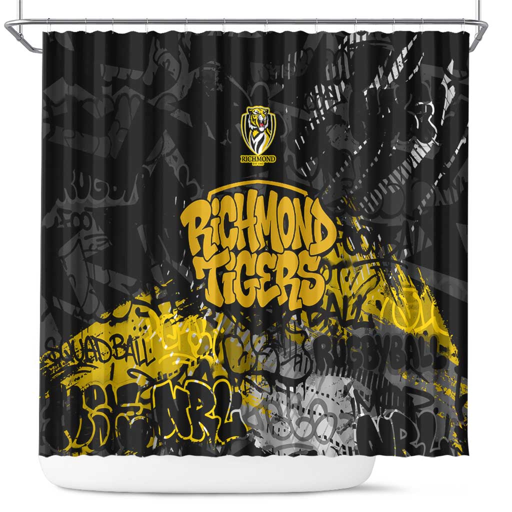 Richmond Tigers Shower Curtain Urban Graffiti Street Art - Bold Abstract Spray Paint