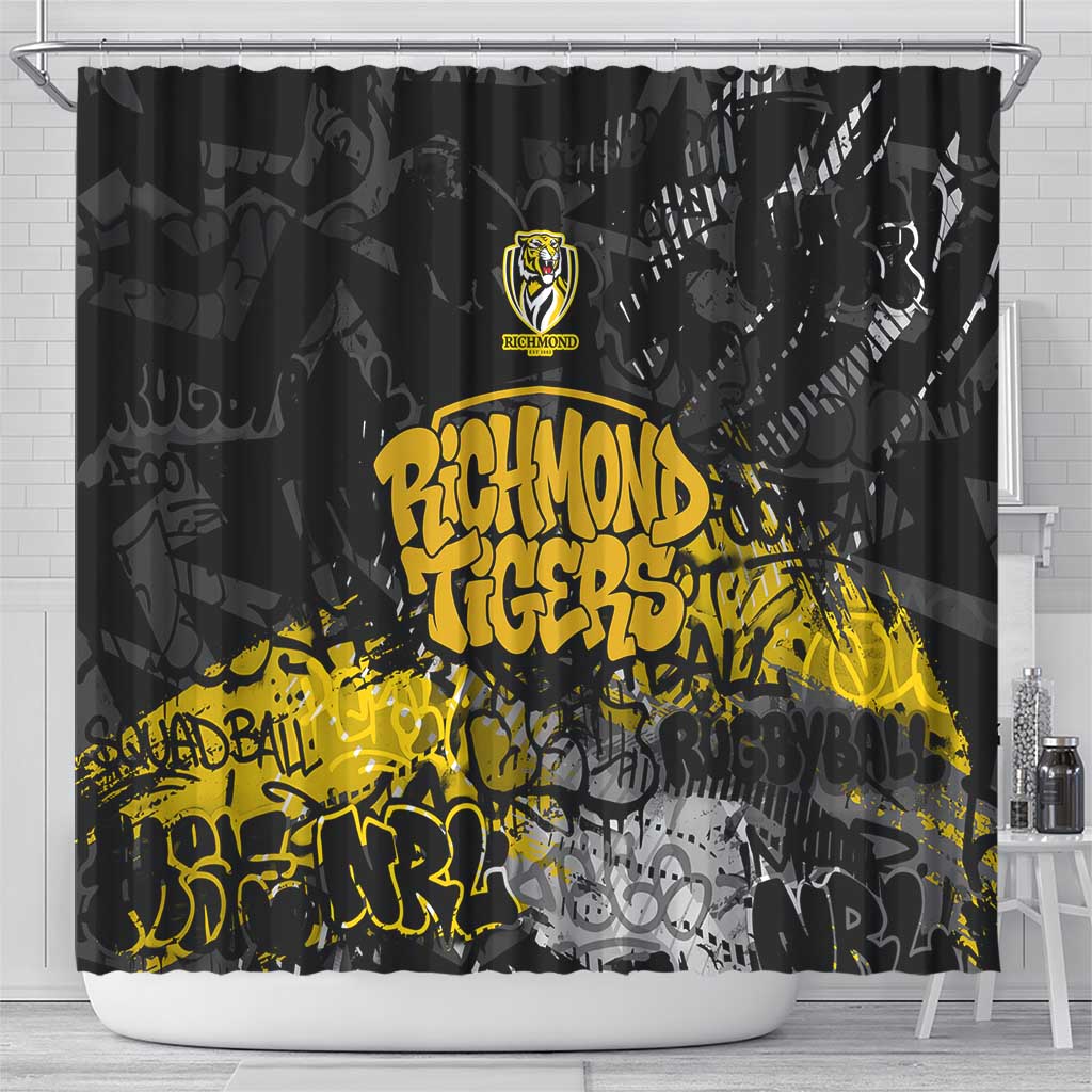 Richmond Tigers Shower Curtain Urban Graffiti Street Art - Bold Abstract Spray Paint