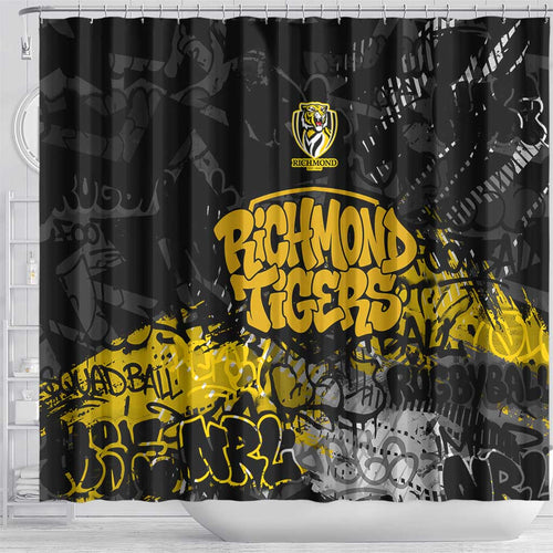Richmond Tigers Shower Curtain Urban Graffiti Street Art - Bold Abstract Spray Paint