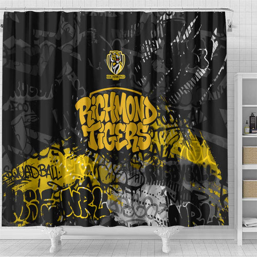 Richmond Tigers Shower Curtain Urban Graffiti Street Art - Bold Abstract Spray Paint
