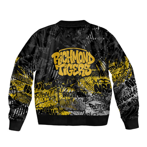 Richmond Tigers Sleeve Zip Bomber Jacket Urban Graffiti Street Art - Bold Abstract Spray Paint