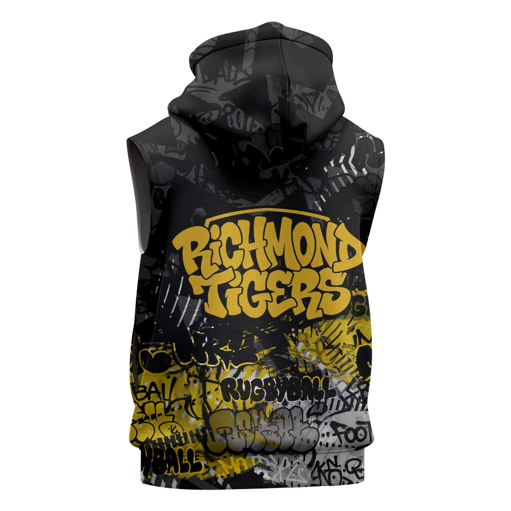 Richmond Tigers Sleeveless Hoodie Urban Graffiti Street Art - Bold Abstract Spray Paint