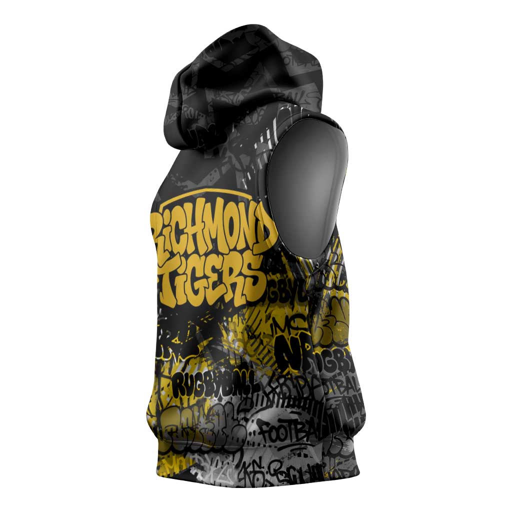 Richmond Tigers Sleeveless Hoodie Urban Graffiti Street Art - Bold Abstract Spray Paint