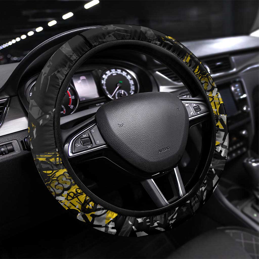 Richmond Tigers Steering Wheel Cover Urban Graffiti Street Art - Bold Abstract Spray Paint