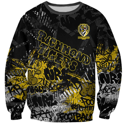 Richmond Tigers Sweatshirt Urban Graffiti Street Art - Bold Abstract Spray Paint
