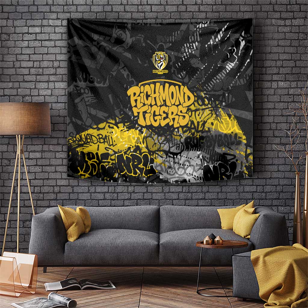 Richmond Tigers Tapestry Urban Graffiti Street Art - Bold Abstract Spray Paint