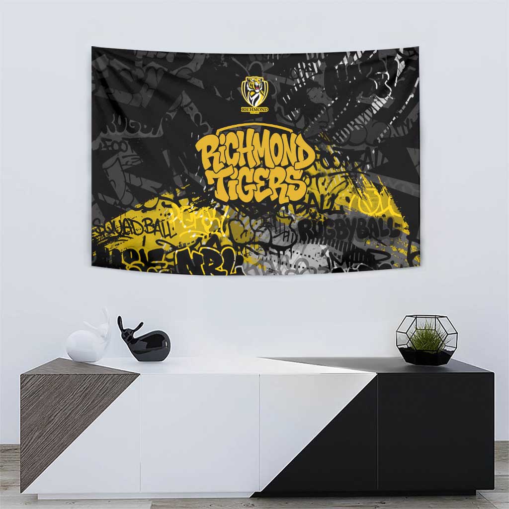 Richmond Tigers Tapestry Urban Graffiti Street Art - Bold Abstract Spray Paint