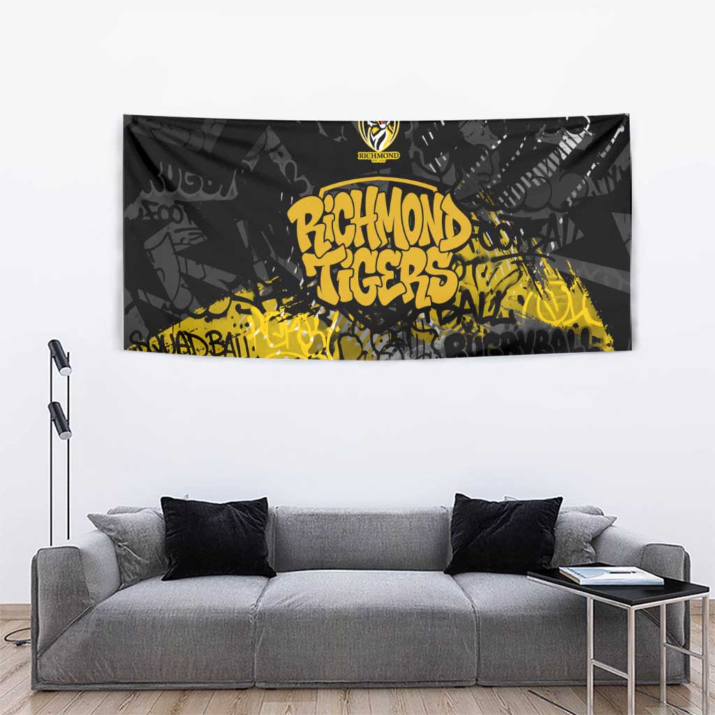 Richmond Tigers Tapestry Urban Graffiti Street Art - Bold Abstract Spray Paint