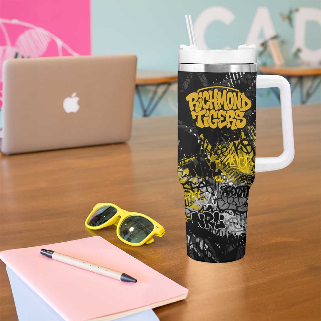 Richmond Tigers Tumbler With Handle Urban Graffiti Street Art - Bold Abstract Spray Paint