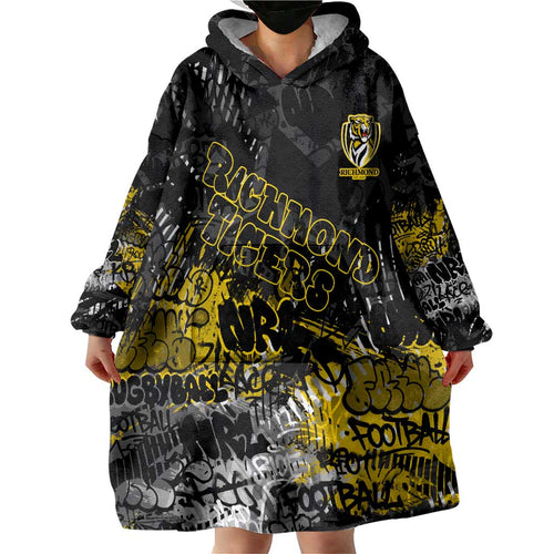 Richmond Tigers Wearable Blanket Hoodie Urban Graffiti Street Art - Bold Abstract Spray Paint