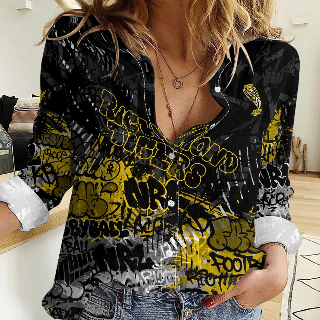 Richmond Tigers Women Casual Shirt Urban Graffiti Street Art - Bold Abstract Spray Paint