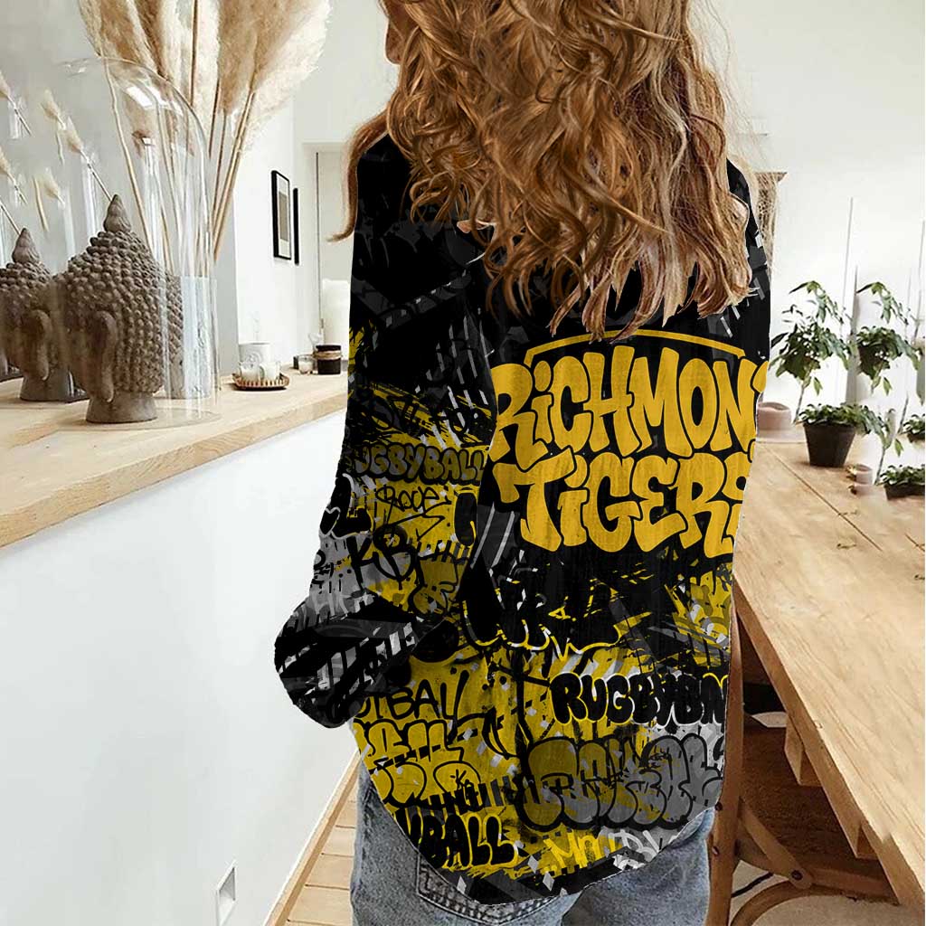 Richmond Tigers Women Casual Shirt Urban Graffiti Street Art - Bold Abstract Spray Paint