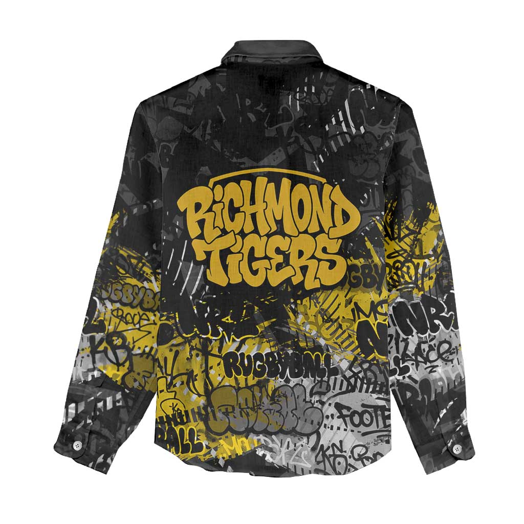 Richmond Tigers Women Casual Shirt Urban Graffiti Street Art - Bold Abstract Spray Paint