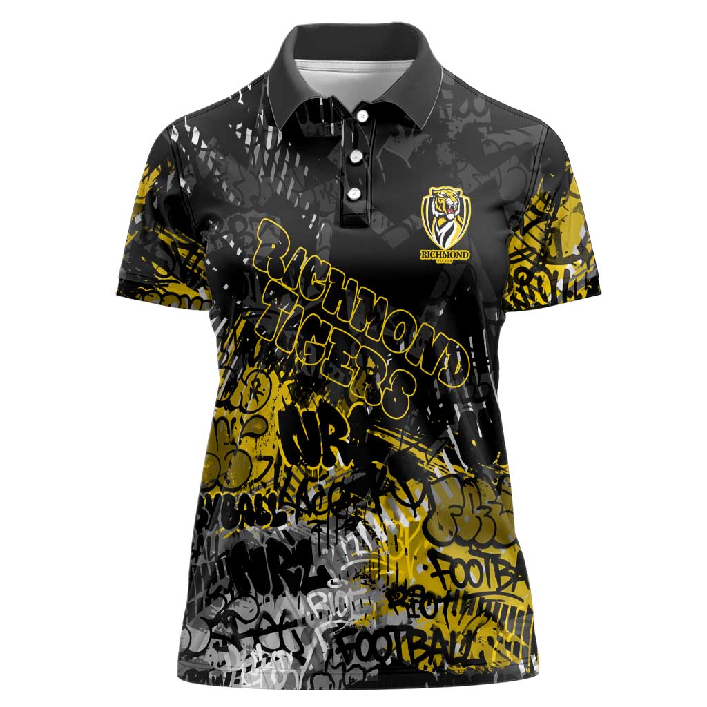 Richmond Tigers Women Polo Shirt Urban Graffiti Street Art - Bold Abstract Spray Paint
