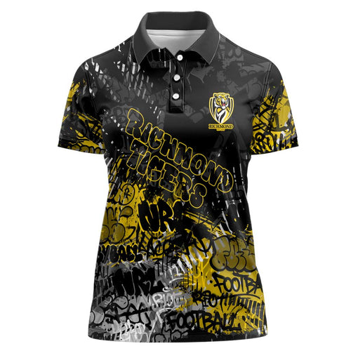 Richmond Tigers Women Polo Shirt Urban Graffiti Street Art - Bold Abstract Spray Paint