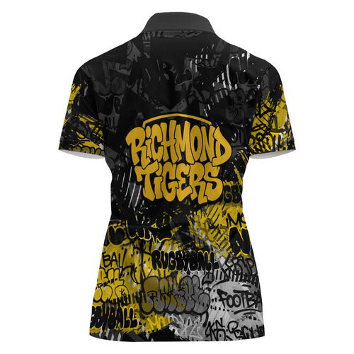 Richmond Tigers Women Polo Shirt Urban Graffiti Street Art - Bold Abstract Spray Paint