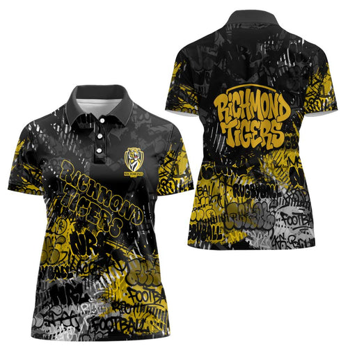 Richmond Tigers Women Polo Shirt Urban Graffiti Street Art - Bold Abstract Spray Paint