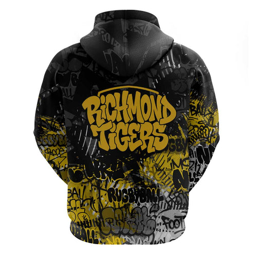 Richmond Tigers Zip Hoodie Urban Graffiti Street Art - Bold Abstract Spray Paint