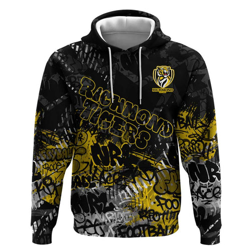 Richmond Tigers Zip Hoodie Urban Graffiti Street Art - Bold Abstract Spray Paint