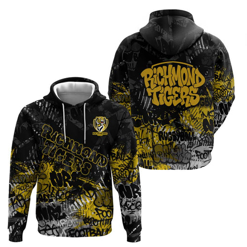 Richmond Tigers Zip Hoodie Urban Graffiti Street Art - Bold Abstract Spray Paint