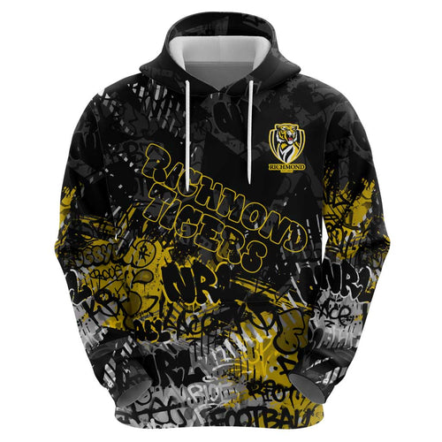 Richmond Tigers Zip Hoodie Urban Graffiti Street Art - Bold Abstract Spray Paint