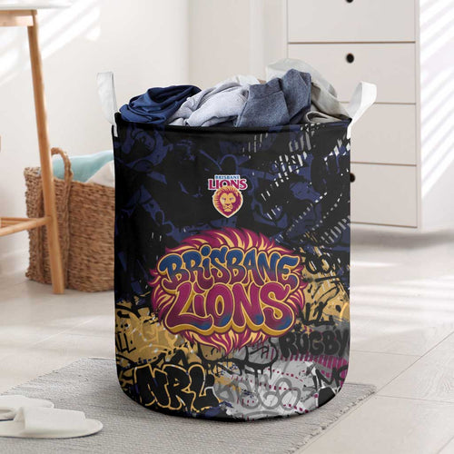 Brisbane Lions Laundry Basket Urban Graffiti Street Art - Bold Abstract Spray Paint