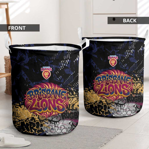 Brisbane Lions Laundry Basket Urban Graffiti Street Art - Bold Abstract Spray Paint