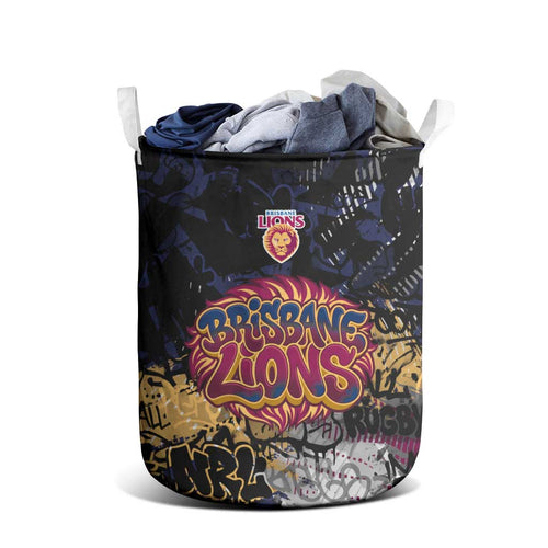 Brisbane Lions Laundry Basket Urban Graffiti Street Art - Bold Abstract Spray Paint