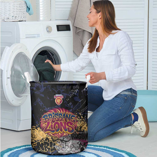 Brisbane Lions Laundry Basket Urban Graffiti Street Art - Bold Abstract Spray Paint