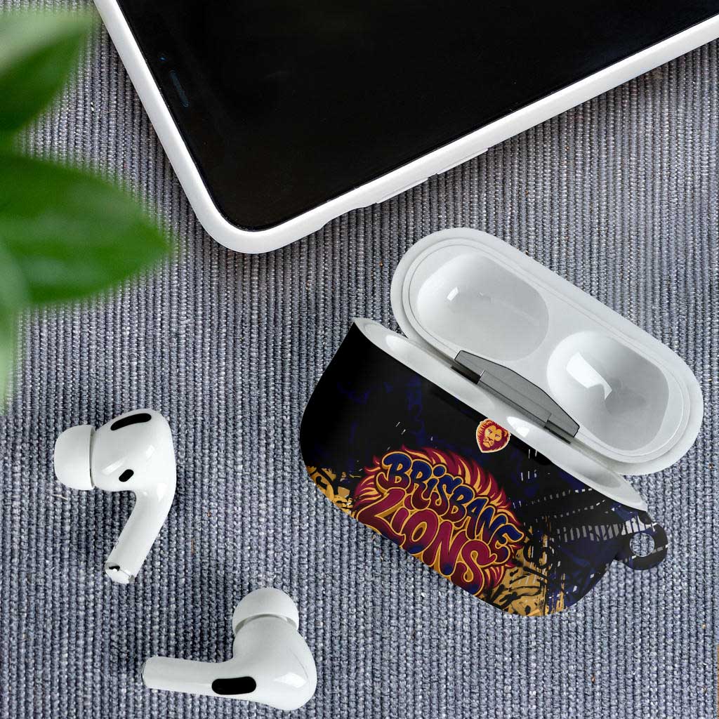 Brisbane Lions AirPods Case Urban Graffiti Street Art - Bold Abstract Spray Paint