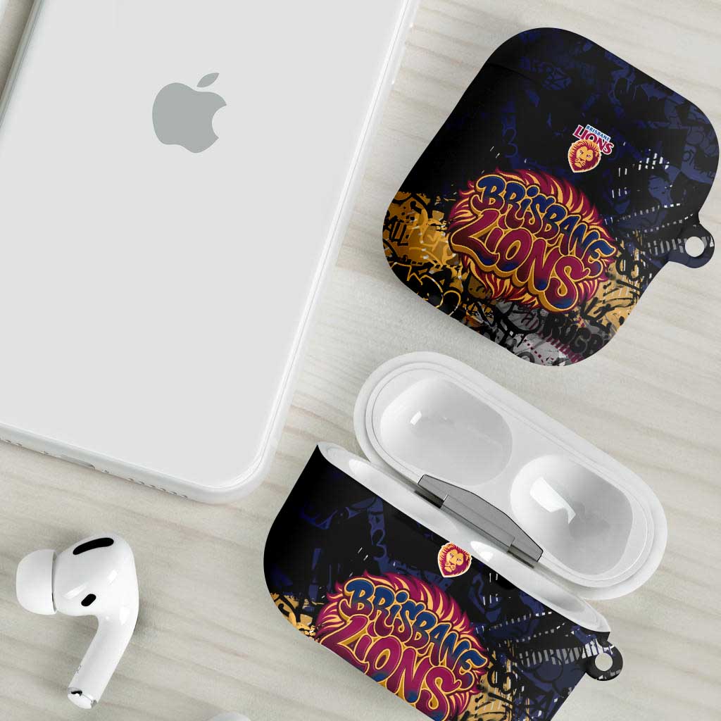 Brisbane Lions AirPods Case Urban Graffiti Street Art - Bold Abstract Spray Paint