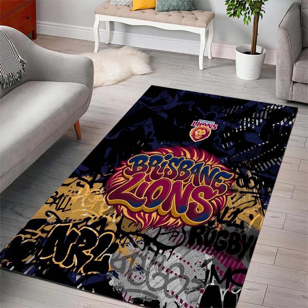 Brisbane Lions Area Rug Urban Graffiti Street Art - Bold Abstract Spray Paint