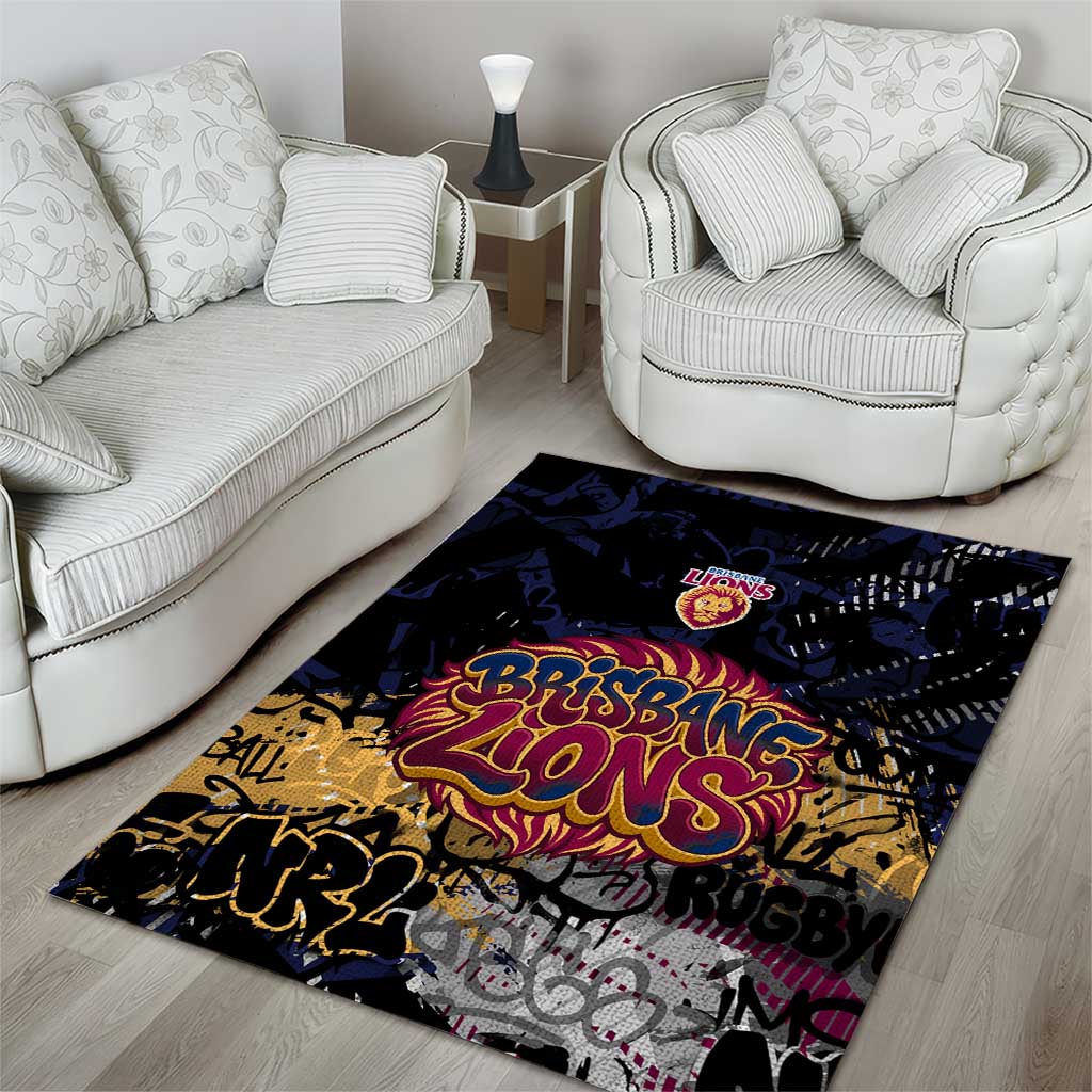 Brisbane Lions Area Rug Urban Graffiti Street Art - Bold Abstract Spray Paint