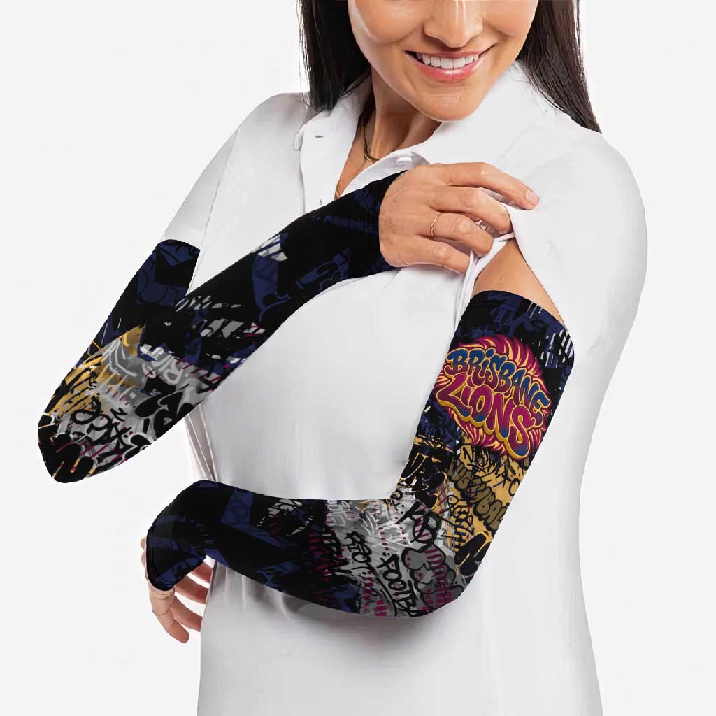 Brisbane Lions Arm Sleeves Urban Graffiti Street Art - Bold Abstract Spray Paint