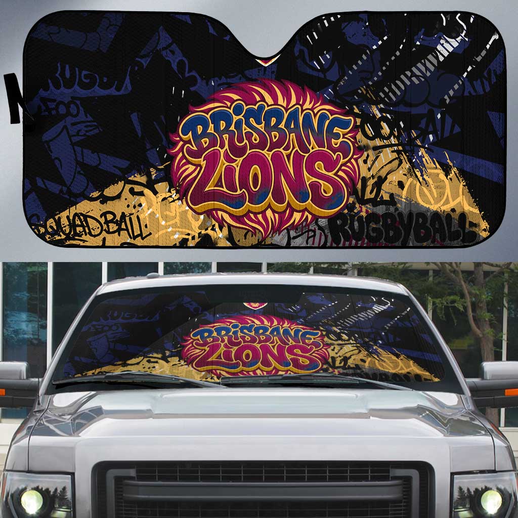 Brisbane Lions Auto Sun Shade Urban Graffiti Street Art - Bold Abstract Spray Paint