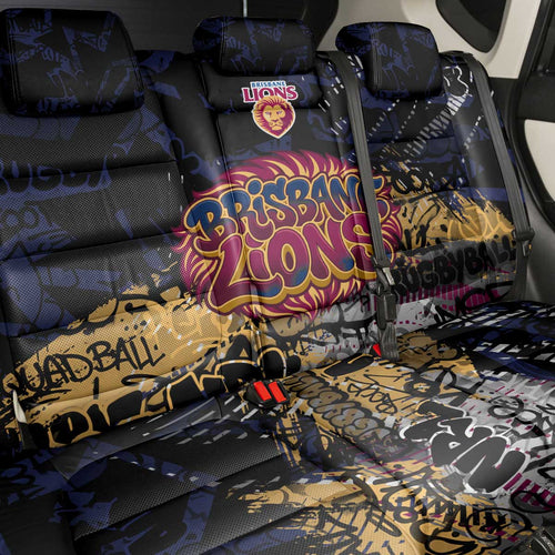 Brisbane Lions Back Car Seat Cover Urban Graffiti Street Art - Bold Abstract Spray Paint