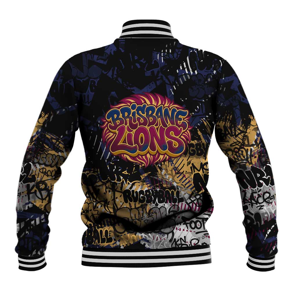 Brisbane Lions Baseball Jacket Urban Graffiti Street Art - Bold Abstract Spray Paint