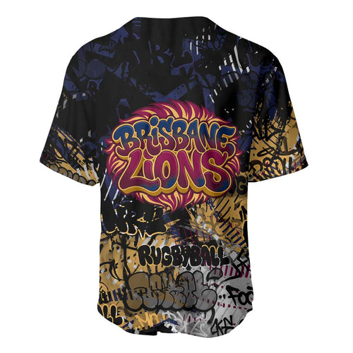 Brisbane Lions Baseball Jersey Urban Graffiti Street Art - Bold Abstract Spray Paint