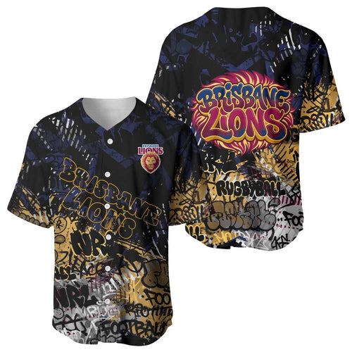 Brisbane Lions Baseball Jersey Urban Graffiti Street Art - Bold Abstract Spray Paint