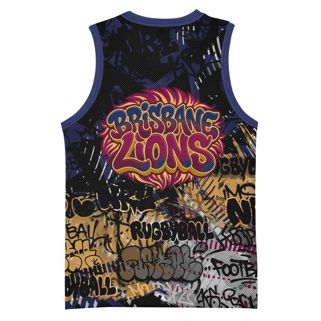 Brisbane Lions Basketball Jersey Urban Graffiti Street Art - Bold Abstract Spray Paint