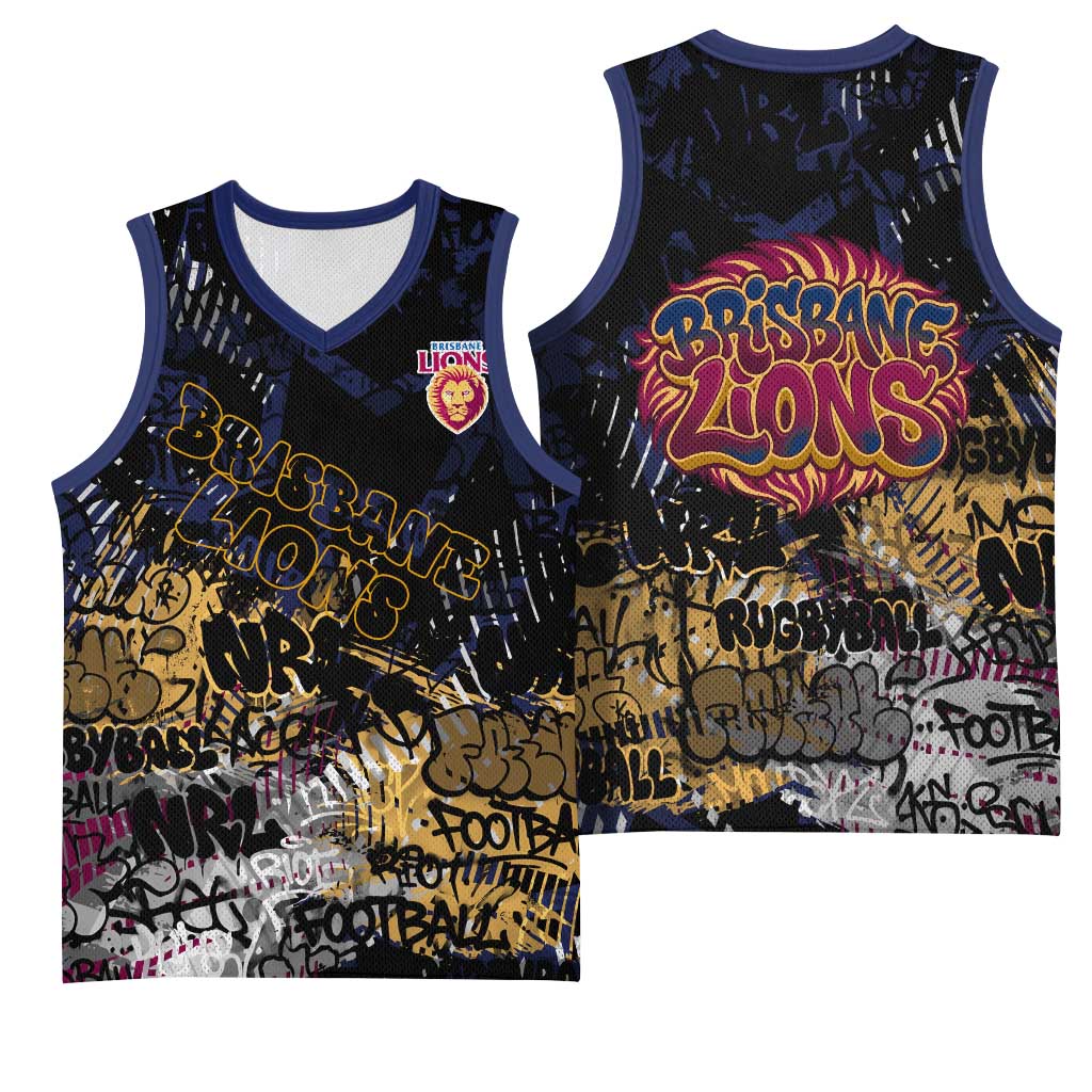 Brisbane Lions Basketball Jersey Urban Graffiti Street Art - Bold Abstract Spray Paint