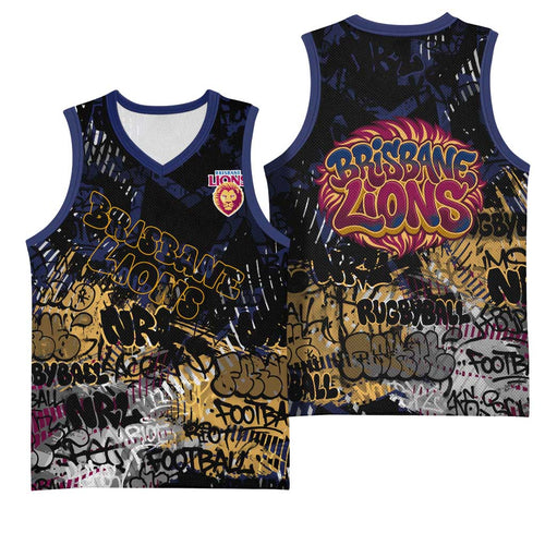 Brisbane Lions Basketball Jersey Urban Graffiti Street Art - Bold Abstract Spray Paint