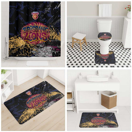 Brisbane Lions Bathroom Set Urban Graffiti Street Art - Bold Abstract Spray Paint